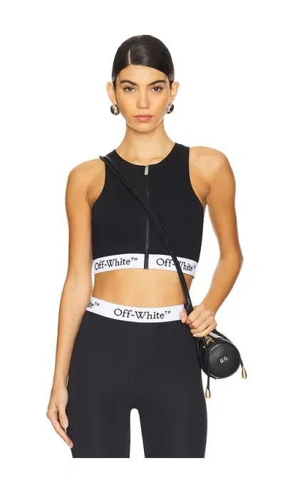 Off-white Logoband Zipped Rowing Top In Black