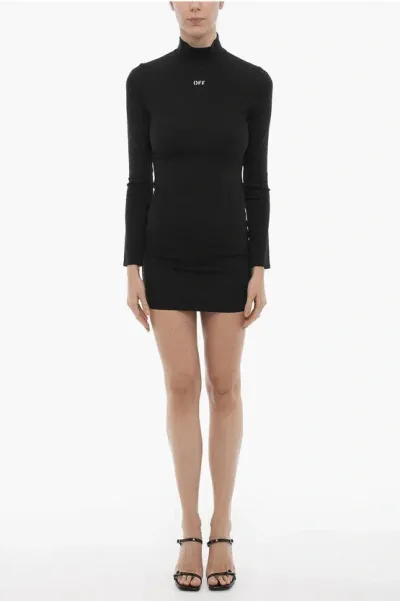 Off-white Black Off Stamp Sleek Minidress In Black White