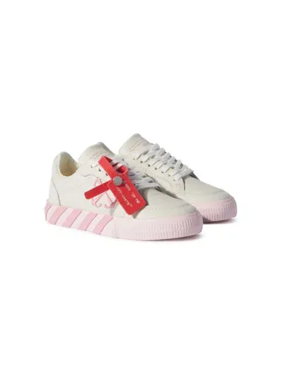 Off-white Kids' Low Vulcanized Leather Sneakers In White