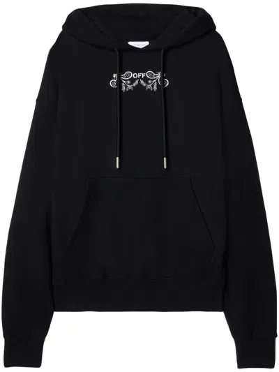 Off-white Hoodie Mit Tattoo Bandana-stickerei In Blackwhite