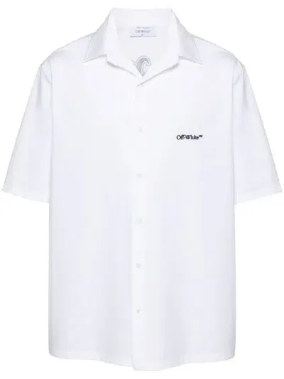 Off-white Men's Gothic Arr Poplin Bowling Shirt In White