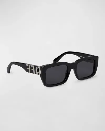 Off-white Men's Hays Acetate Rectangle Sunglasses In Black Dark Grey