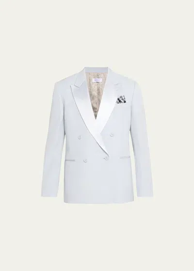 Off-white Peak-lapels Double-breasted Blazer In Artic Ice