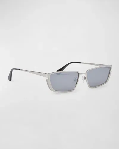 Off-white Men's Richfield Metal Rectangle Sunglasses In Silver Silver Mirro