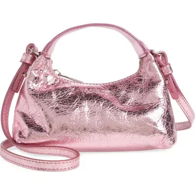 Off-white Micro Arcade Metallic Leather Crossbody Bag In 3b00 Rose Pink