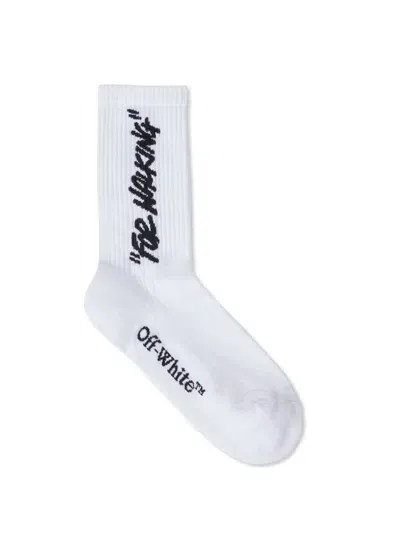 Off-white Mid Calf Socks Quote In 白色