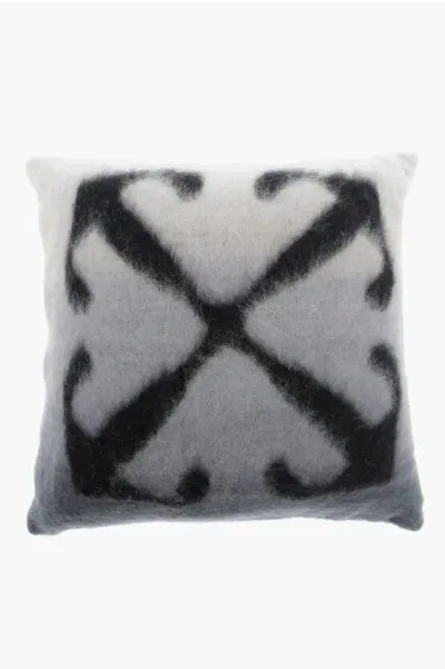 Off-white Mohair Blend Arrow Cross Pillow In Gray