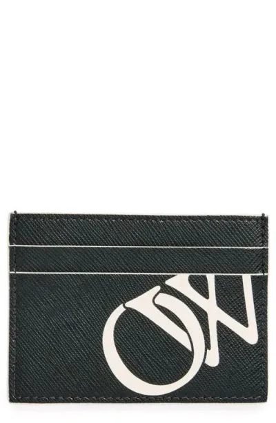 Off-white Monogram Logo Leather Card Case In Black-white