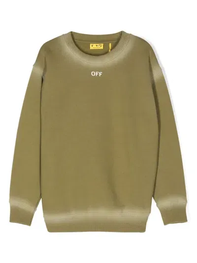 Off-white Kids' Off Stamp Cl Sweatshirt In Green