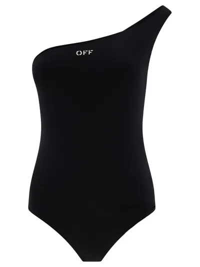 Off-white Off Stamp Lycra One-piece Swimsuit In Black