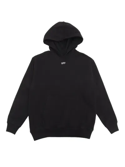 Off-white Kids' Off Stamp Plain Hoodie Black - White