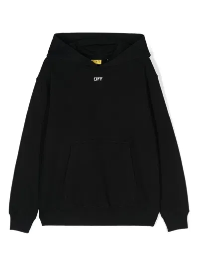 Off-white Kids' Off Stamp Plain Hoodie In Black