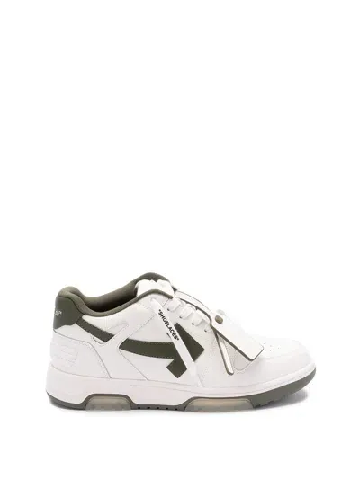 Off-white `out Of Office Calf Leather` Sneakers In Bianco E Verde