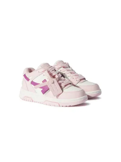 Off-white Kids' Out Of Office Leather Sneakers In Pink