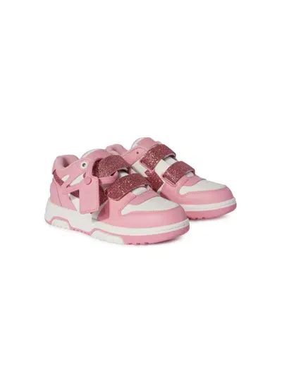 Off-white Kids' Out Of Office Leather Sneakers In Pink