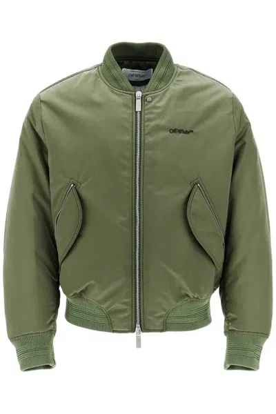 Off-white Padded Nylon Bomber Jacket In Green