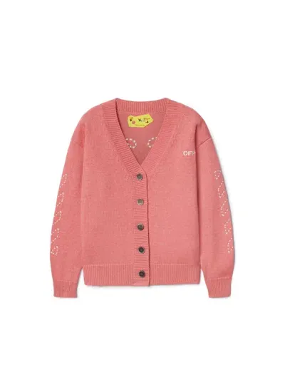 Off-white Kids' Pink Arrow Stitched Knitted Cardigan