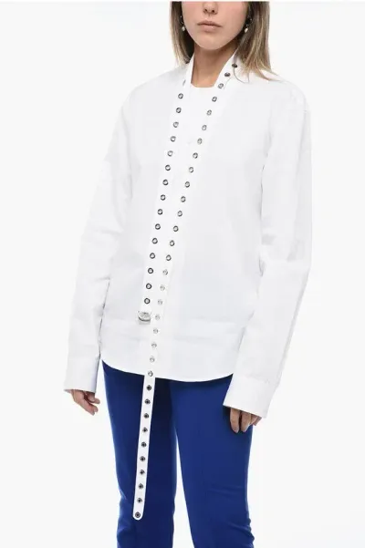 Off-white Popli Shirt With Eyelets Collar In White