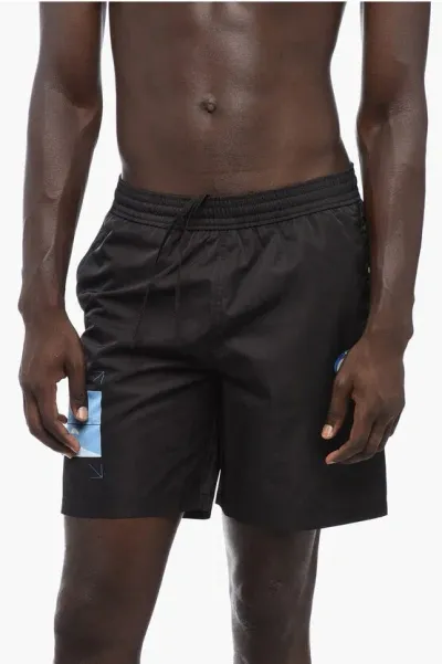 Off-white Printed Onthego Moon Swim Shorts In Black