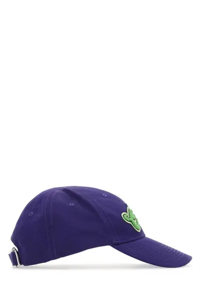 Off-white Purple Cotton Baseball Cap In Purplegreenfluo