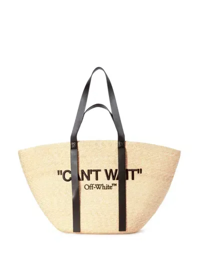 Off-white Raffia Day Off Tote In Neutrals