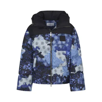 Off-white Rip Down Puffer Jacket In Camouflage/black