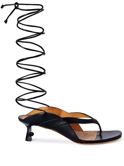 Off-white Lollipop Lace-up Leather Sandals In Nero