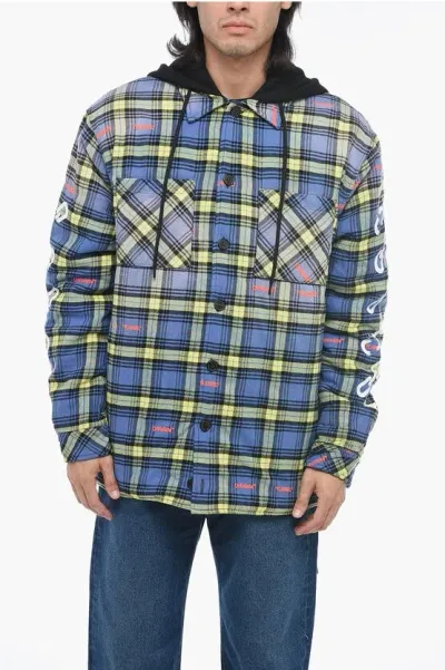 Off-white Seasonal Flannel Chain Arrow Jacket With Padding In Blue