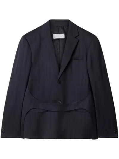 Off-white Shibori Jacquard Belted Blazer In Black