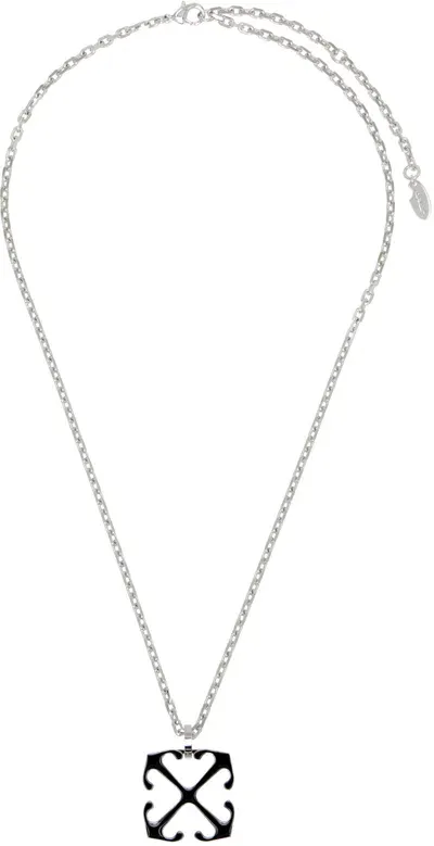 Off-white Silver & Black Arrow Necklace In Silver - Black