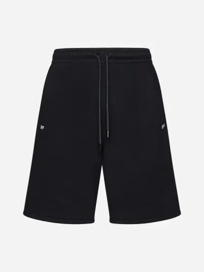 Off-white Off Stamp Skate Cotton Sweat Shorts In Black,white