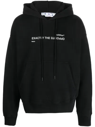 Off-white Slogan-print Drawstring Hoodie In Black