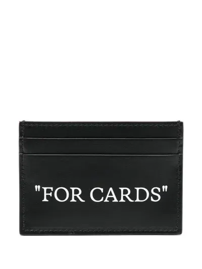 Off-white Quote Bookish Leather Cardholder In Black