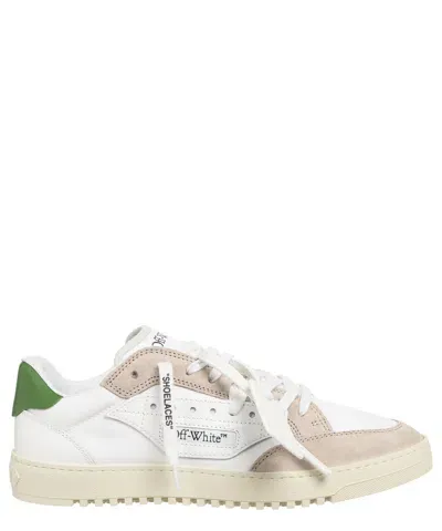 Pre-owned Off-white Sneaker Herren Omia227s24fab0010155 White - Green Logo Schuhe In Weiss