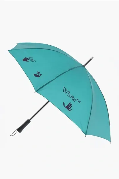 Off-white Solid Color Umbrella With Logo Print In Gray