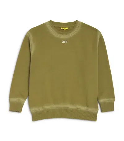 Off-white Kids' Stamp Logo Sweatshirt In Green