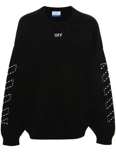 Off-white Diag-stripe Embroidered Jumper In Black