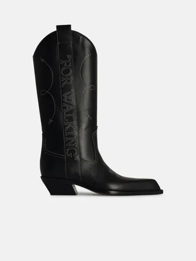 Off-white 'texano' Black Leather Boots