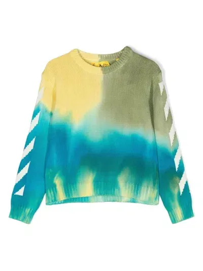 Off-white Kids' Tie-dye Cotton Jumper In Yellow