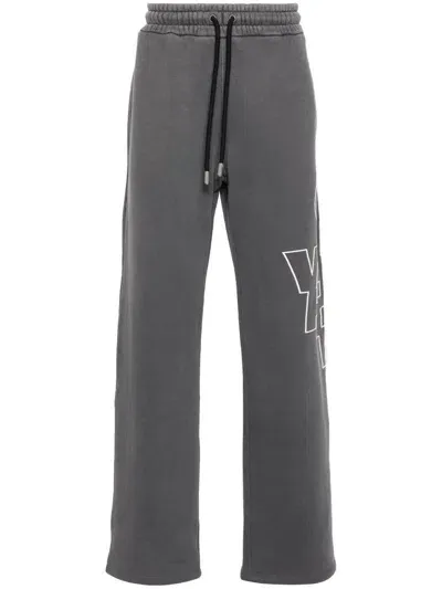 Off-white Logo-embroidered Straight Trousers In Black-wh