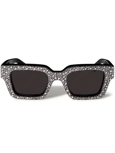 Off-white Virgil Rhinestone-embellished Sunglasses In Silver