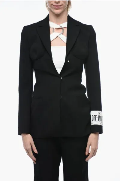 Off-white Virgin Wool Ablohland Slim Fit Blazer In Black