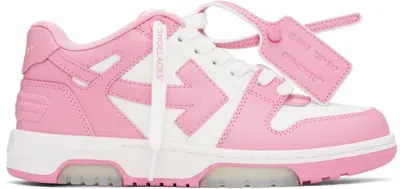 Off-white White & Pink Out Of Office Calf Leather Sneakers In White Rose