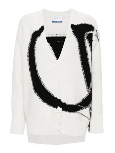 Off-white White Knitted Logo Cardigan