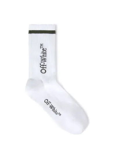 Off-white White Mid Bookish Calf Knit Socks In 白色