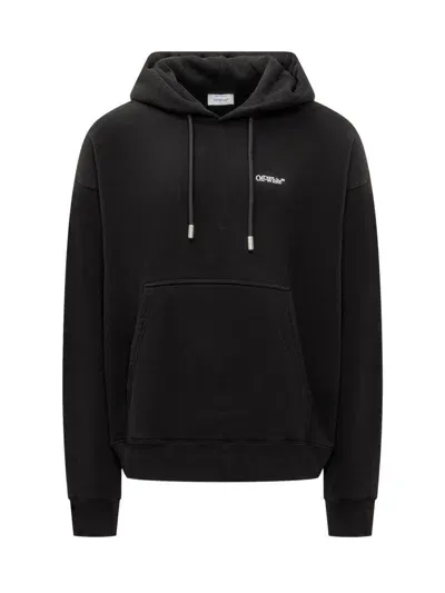 Off-white Cotton Sweatshirt With Hood And Drawstring In Negro