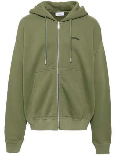 Off-white Windy Arrow Zip Skate Jacket In Green