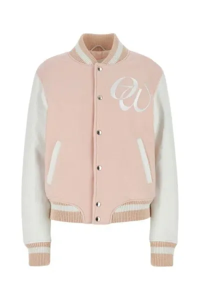 Off-white Varsity Pink Fabric Blend Bomber Jacket