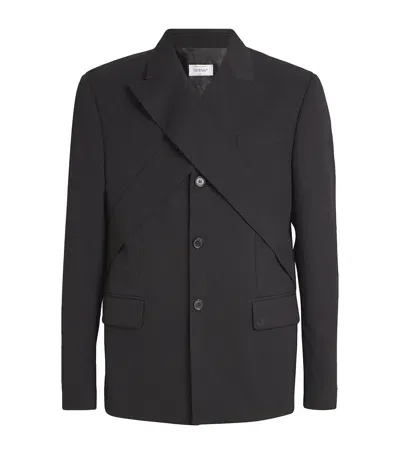 Off-white Wool Cross-collar Jacket In Black