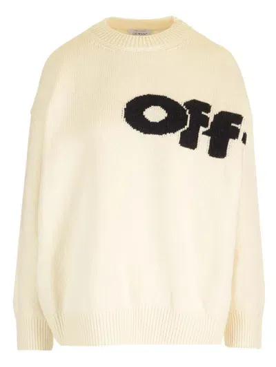 Off-white Wool Knit Sweater In Beige